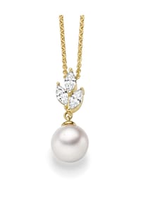 Adelia's - Adelia's Neuheit 2026 - Collier Halskette aus 925 Silber vergoldet mit Zirkonia und Süßwasserperle - gold