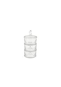 COFI - Bonboniere-Set 3-teilig mit Deckel aus hochwertigem Glas - stapelbar - Transparent 26 x 12 cm