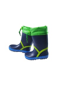 maximo® - Gummistiefel uni, Paspel Jerseyfutter, Stulpe, patch - navy/leuchtgrün