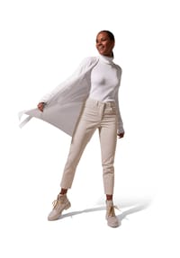 MADELEINE - Fein gestreifte Jeans - weiß / aprikose