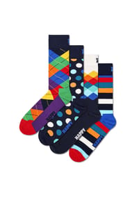 HAPPY SOCKS - 4er Pack Unisex Socken, Geschenkbox - Black and White 3