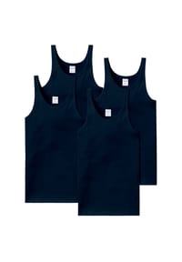 SCHIESSER - Herren Unterhemd 4er Pack - ärmellos, Cotton Essentials, Feinripp - Blau