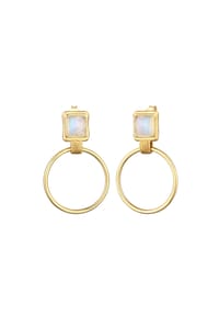 elli. PREMIUM - Ohrringe Hänger Kreis Mondstein Vintage Trend 925 Silber - Gold