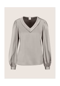 MADELEINE - Elegante Bluse mit V-Ausschnitt - steingrau