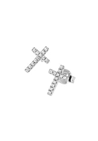 SMART JEWEL® - Ohrstecker Kreuz mit Zirkonia, Silber 925 - gold
