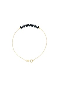 Pearls & Colors - Armband, Gelbgold mit 7 Süßwasser-Zuchtperlen - Gelbgold/Schwarz