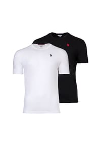 U.S. POLO ASSN. - Herren T-Shirt 2er Pack - Rundhals, Logo-Stickerei, Baumwolle - Schwarz
