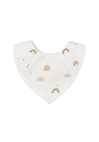 maximo® - GOTS NEWBORN-Tuch,Jersey Druck Druckknopf, Teddyfutter - wollweiß-regenbogen