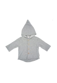 maximo® - GOTS BABY-Jacke,Baumwollfleece Kapuze, Knöpfe, Jerseyfutter - graumeliert