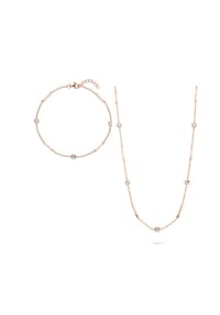 Fiocco JEWELRY - Stella Kette und Armband Zirkonia Brillantschliff weiß, 925 Sterling Silber - gelbgold