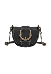 collezione alessandro® - Umhängetasche Vintage Nappa halbrunde Ledertasche, Made in Italy - schwarz