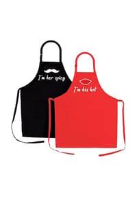 COFI - 2-teiliges Küchenschürzen-Set Paare in Rot und Schwarz - 