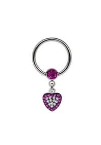 Adelia's - Intimpiercing Ring ,  Kette + Herz Steinen - hellblau