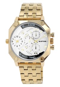 ONE ELEMENT Raptor - Herren Quarz Armbanduhr Magnus mit Edelstahlgliederarmband - 3 ATM - Mineralglas - blau-gold