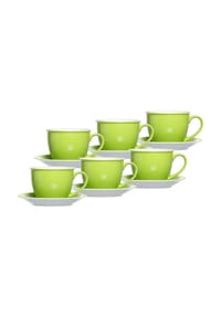 Ritzenhoff & Breker Milchkaffee Tassen mit Untertassen Doppio 350 ml 6er Set - DOPPIO - grau