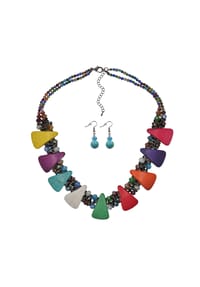 Steuer Modeschmuck - Schmuckset Metall Glasstein - mehrfarbig