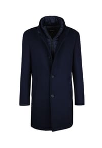 DIGEL - Modern Fit Wollmantel Delray in Marine - Marine