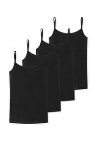 SCHIESSER - Spaghetti Top 4er Pack Teens Girls 95/5 Organic Cotton - Schwarz