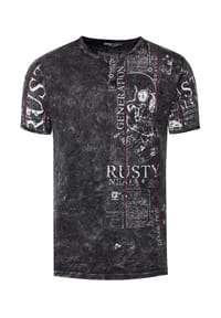 RUSTY NEAL - T-Shirt im Used-Look mit Allover-Print - Anthrazit