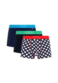HAPPY SOCKS - Herren Boxershorts, 3er Pack - Trunks, Cotton Stretch, uni/gemustert - Black and White