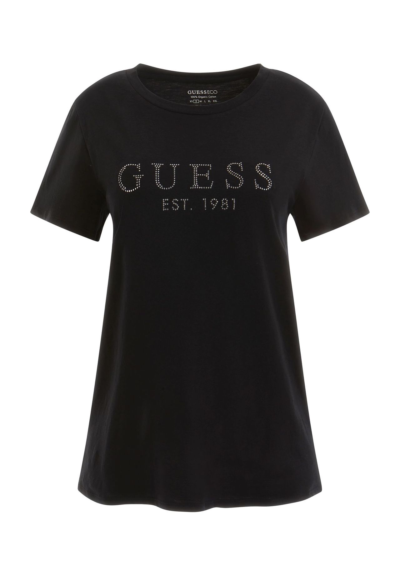 GUESS T-Shirt, Rundhals-Ausschnitt, Strass-Logo, für Damen | GALERIA