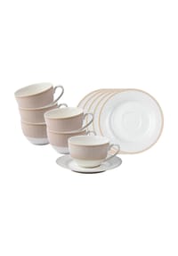 Ritzenhoff & Breker Kaffeetassen mit Untertassen Geo 250 ml 6er Set beige - GEO - beige