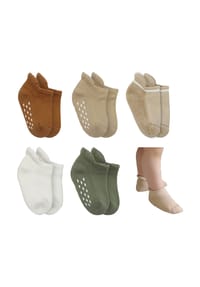 bistyle® - Baby-Sneaker-Socken 4er-Pack, rutschfeste Frottee-Sohle, GOTS-zertifiziert - Grau Mix