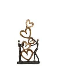 GILDE - Skulptur "Herz auf Herz" - gold