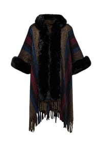 MANGUUN - Poncho Zürs, Fransen, für Damen - BLACK
