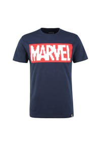 RE:COVERED - T-Shirt Marvel Pixel Logo Navy mit coolem Marvel-Print - Navy