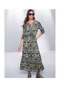 heine - Druck-Kleid - khaki-schwarz-bedruckt