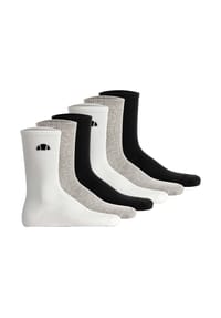ellesse - Unisex Socken, 6er Pack - ALACRE, Crew Socken, Logo, einfarbig - Schwarz