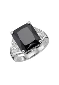 GIORGIO MARTELLO MILANO - Ring mit weißem oder schwarzem Zirkonia, Silber 925 - schwarz