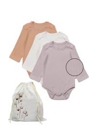 biorganic - Baby-Langarmbody, 3 Stück, Modal/Bio-Baumwolle, Unisex - Beige/Mocha/Cinnamion