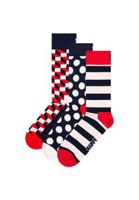 HAPPY SOCKS - Unisex Socken, 3er Pack - Classic, Muster, Baumwollmischung, gemischte Farben - Banana