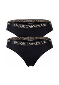 EMPORIO ARMANI - Damen Slip, 2er Pack - ICONIC MICROFIBER, Briefs, Mikrofaser Stretch - Schwarz