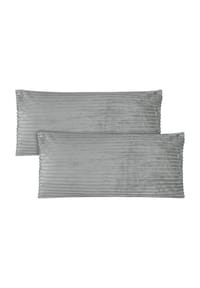 Aspero® - 2 Kissenbezüge aus Streifen-Flanell 40x80 cm Mendoza - Dunkelgrau