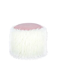 Kayoom - Sitzkissen Fellpouf Bobtail 125 - weiß - rosa