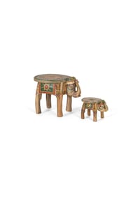 GINER & COLOMER - Große Dekoration aus Mangoholz, 48 cm, kleine Dekoration, 19 cm, ethnischer Handwerksstil – 35 x 48 x 35 cm - mehrfarbig