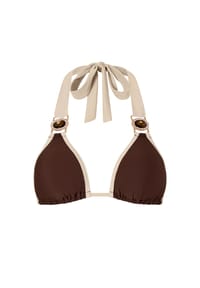 MODA MINX - Bikinioberteil Amour mit stilvollem Kontrast-Design und Steinbesatz - Coffee