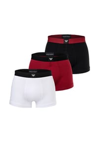 EMPORIO ARMANI - Herren Trunks, 3er Pack - ESSENTIAL LOGOLABEL, Shorts, Stretch Cotton - Schwarz