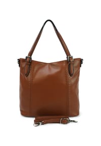 HARPA - Schultertasche LUGANA mit stylischen Ziernähten - autumn cognac
