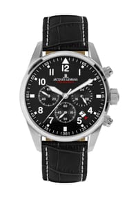 JACQUES LEMANS BARCELONA - Herren Chronograph "42-2" - SILBER/SCHWARZ