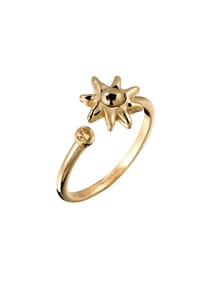 elli. - Ring Mit Citrin Sonnensymbol Gelb 925 Sterling Silber Vergoldet - Gold