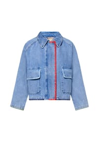 AMBER & JUNE - Jeansjacke mit aufgesetzten Taschen - Middle Blue Melange