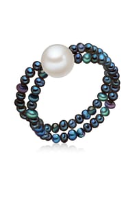 VALERO PEARLS - Damen Ring aus Süßwasser-Zuchtperle in Blau mit Süßwasser-Zuchtperle - blau