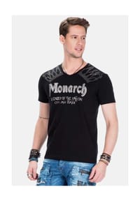 CIPO & BAXX® - Herren T-Shirt mit Foil-Print mit Foil-Print, CT-377 - ROT