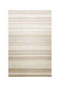 Green Looop - Handweb-Teppich Dijon - handgewebter Schurwollteppich, schwarz-weiße Streifen, nachhaltig - beige taupe