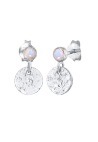 elli. PREMIUM - Ohrringe Plättchen Vintage Antique Mondstein 925 Silber - Gold
