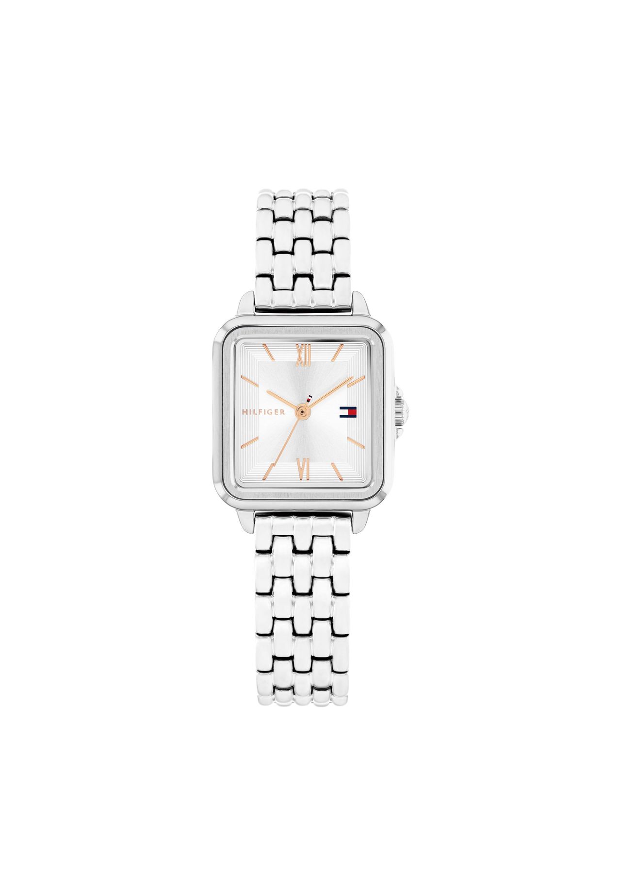 Tommy Hilfiger, Armbanduhr, Drei-Hand-Quarzuhr mit silberner Edelstahlarmband und Sonnenstrahl-Zifferblatt, Rosa, Silber - Image 5